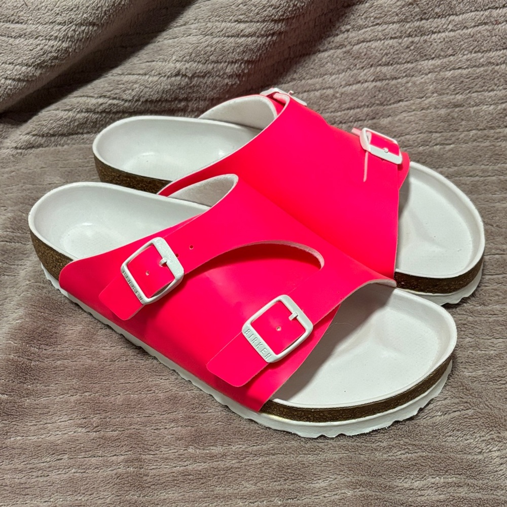 Birkenstock Neon Pink Slides Sz 36